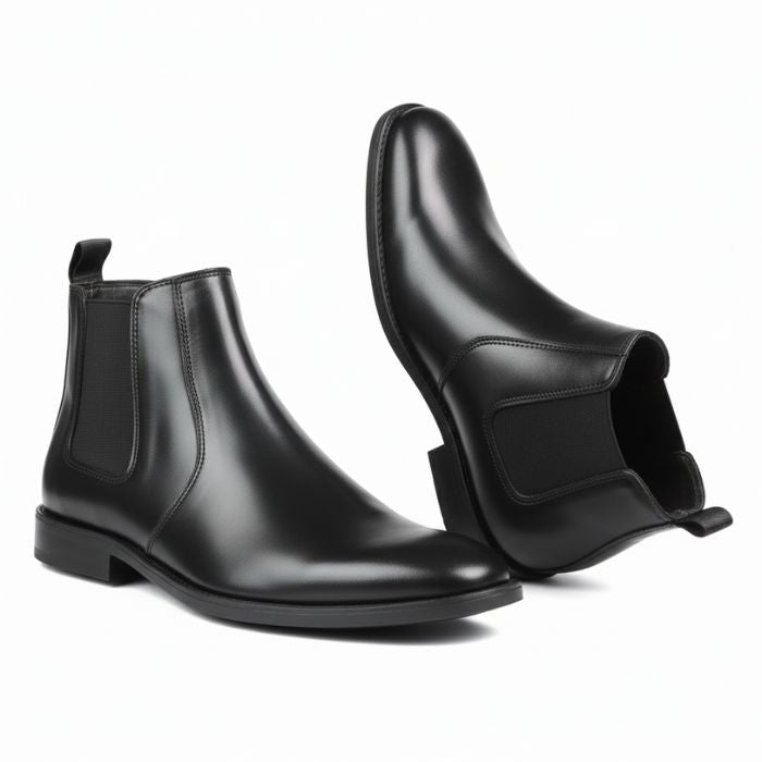 Black Leather Chelsea Boots