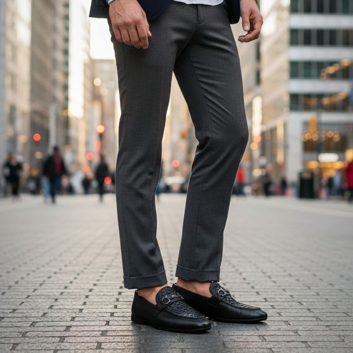 Black Leather Shoes with Elegant Buckle