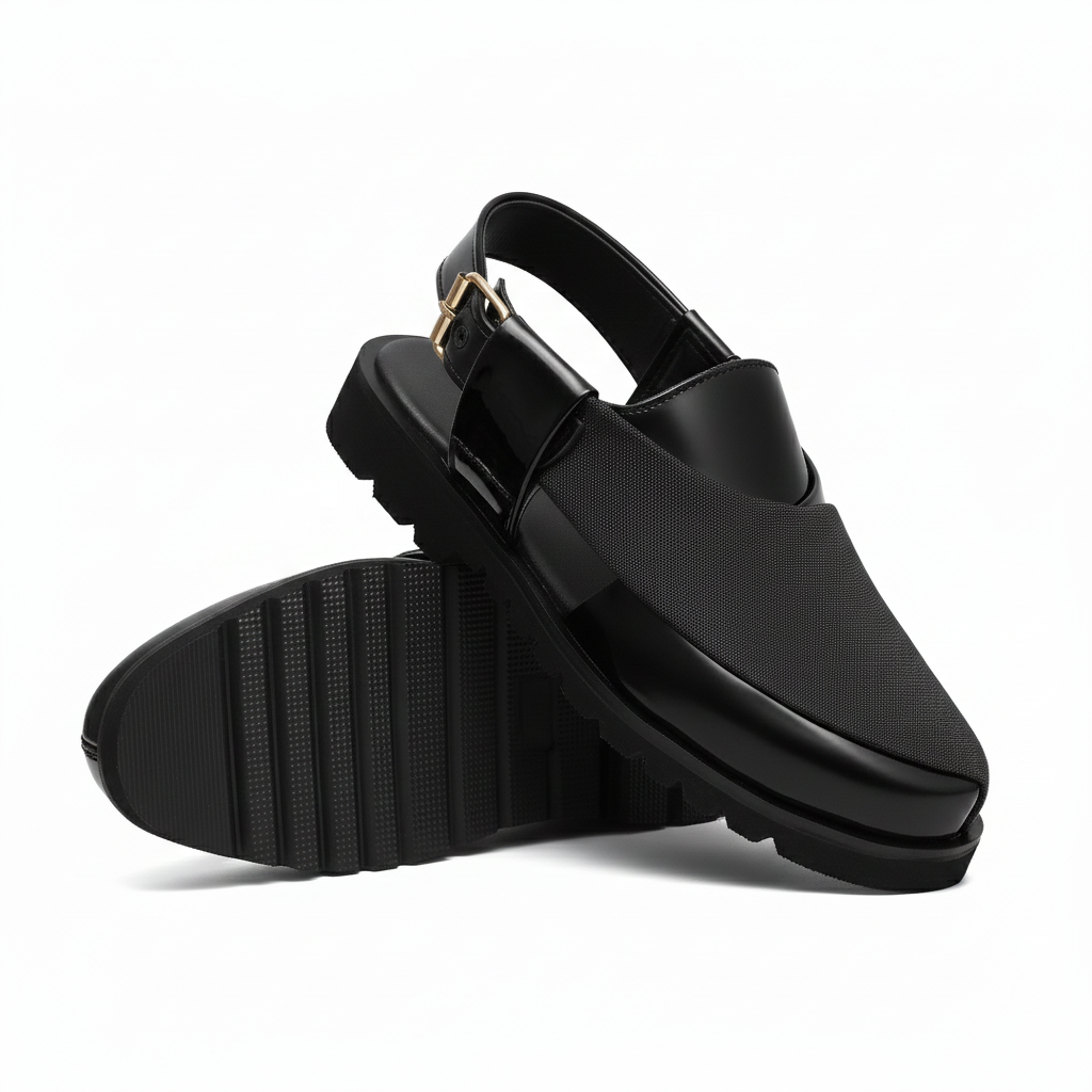 Men's Elegant Black Peshawari Sandal / Chappal