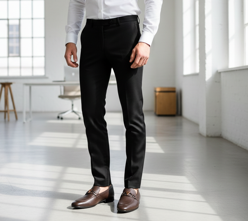 Men’s Brown V-Buckle Folding Dress Shoes