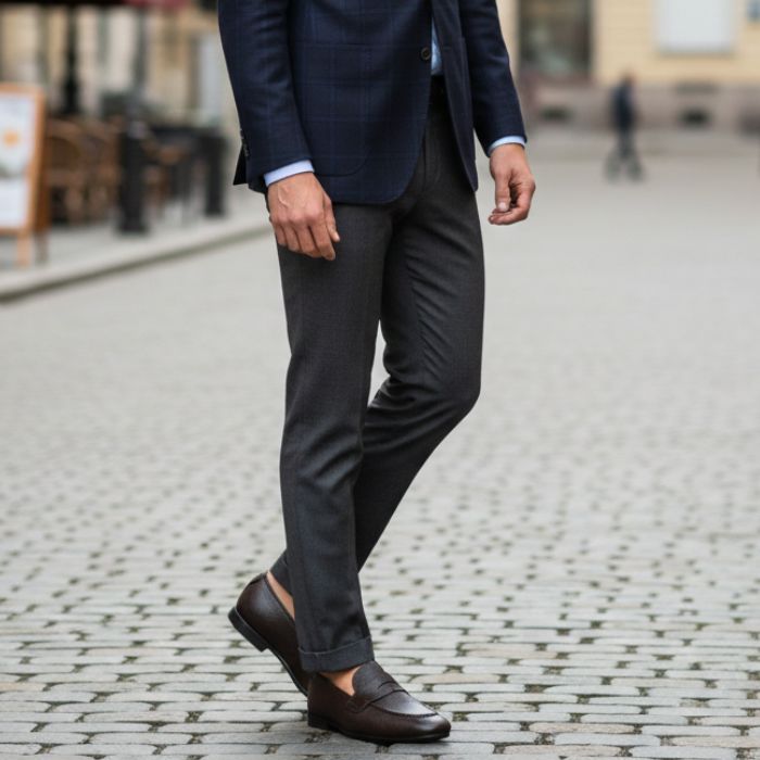 Men’s Textured Brown Leather Slip-On Shoes