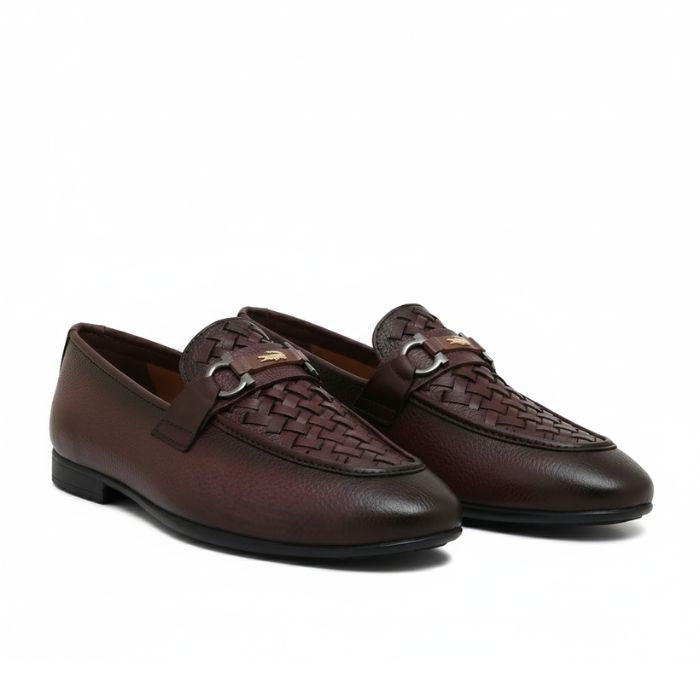 Brown Leather Shoes with Elegant Buckle