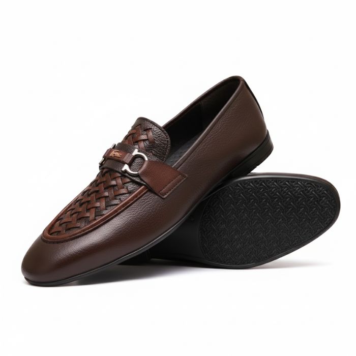 Mustard Leather Shoes with Elegant Buckle